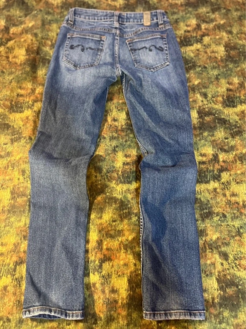 American Rag Cie Skinny Y2K Vtg Embroidered Blue Denim Stretch Jeans Sz. 1S - Picture 3 of 6